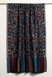 KASHMIR JAAL Black Teal Alluring Kani Woven Shawl - Unisex