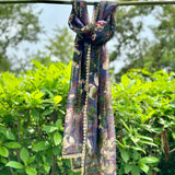 OMVAI Abstract Flora Chiffon Stole - Lavender