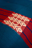 OMVAI Artisanal Patterned Cashmilon Woven Throw Blanket / Comforter - Teal with red white weave e weave