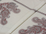 Paisley Buta with Border Kani Stole - Ivory White / Maroon