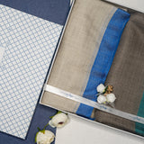 OMVAI Striped Border Pashminas Combo Set in Pure cashmere wool (Set of 2 - For HIM and for HER) Info