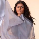 Striped Border Pashmina - Powder Blue