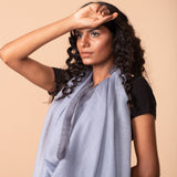 Striped Border Pashmina - Powder Blue