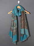 Jacquard with Border Pashmina Stole - Teal Blue