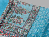 Jacquard with Border Pashmina Stole - Teal Blue