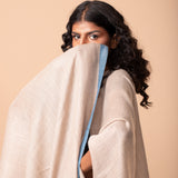 Striped Border Pashmina  - Blue