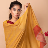 Zig Zag Patterned Pashmina - Mustard Coral