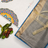 OMVAI Diwali Puja Set with Border Pashmina