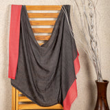 Zig Zag Patterned Pashmina - Charcoal Coral