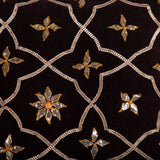 OMVAI Gota Patti Cushion Covers - Rich Plum Floral Mosaic (Set of 2)