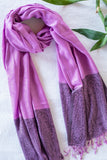 OMVAI Stunning Jacquard with Border Modal Stole Purple