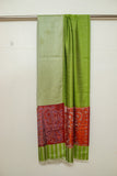OMVAI Spring Bloom Border Summer Stole Modal Silk Fern Green with Orange Border