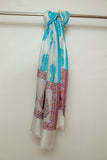 OMVAI Ornamental Buta Modal Stole White Sky