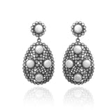 Elegant Pearl and Topaz Silver Earrings