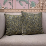 OMVAI Phool Bagh Cushion - Sepia Green