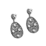 Elegant Pearl and Topaz Silver Earrings