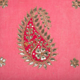 OMVAI Gota Patti Cushion Covers : Rose Pink with Royal Pink Paisley (Set of 2)