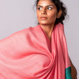Zig Zag Patterned Pashmina - Blush / Teal