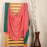 Zig Zag Patterned Pashmina - Blush / Teal