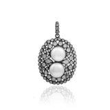 Magnificent  Silver Pendant with Pearls and white Topaz