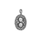 Magnificent  Silver Pendant with Pearls and white Topaz