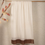 Zig Zag Patterned Pashmina - Ivory White : Chocolate