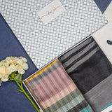 OMVAI Patterned Striped Pashmina Combo Gift Set in Pure wool (Set of 2 - For HIM and for HER)