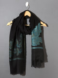 Paisley Buta with Border Kani Stole - Black /Blue