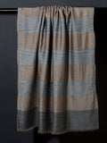 Dhaaridhaar Kashmiri Banded Striped  Patterned Pashmina Stole -Nude Brown