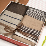 OMVAI Patterned Striped Pashmina Combo Gift Set in Pure wool (Set of 2 - For HIM and for HER)