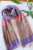 OMVAI Royal Jacquard with Intricate Kashmiri Border Modal Stole Lavender
