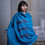 BAHIR Elegant Admiral Blue Embroidered Shawl - Unisex