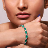 Natural Green Onyx with Cubic Zircon Bracelet