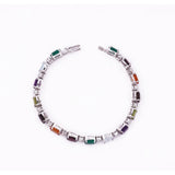 Silver Tennis Bracelet with Seven Gemstones