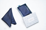 OMVAI Solid Silk Pocket Square Whale Blue