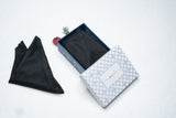 OMVAI Solid Silk Pocket Square Midnight Black