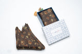 OMVAI Silk Pocket Square Paisley in Coffee Brown