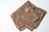 OMVAI Silk Pocket Square - Royal Paisley Ginger Brown