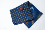 OMVAI Silk Pocket Square Bud flower Royal Blue
