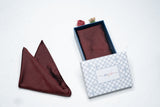 OMVAI Solid Silk Pocket Square Rich Burgundy