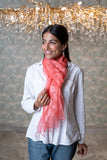 OMVAI Spring Flora Jaal Silk Organza Stole - Coral