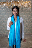 OMVAI Summer Skies Soft Silk Stole - Sky Blue