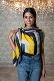OMVAI Retro Stripes Silk Stole - Yellow and Black
