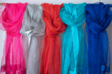 OMVAI Organza Silk Border Stole / Dupatta - Silver Grey