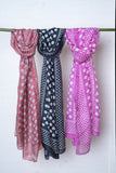 OMVAI Polka Beauty Silk Stole - Navy