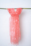 OMVAI Spring Flora Jaal Silk Organza Stole - Coral