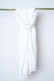 OMVAI Lacy Affair Basic White Cotton  Stole / Dupatta - Pure White