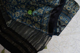 OMVAI Bel Sundari Hand Block Printed Premium Modal Stole with Zari Border - Blue