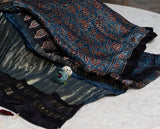 OMVAI Bel Sundari Hand Block Printed Premium Modal Stole with Zari Border - Navy