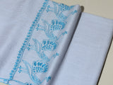MAYURA, the Peacock Magnificent Hand Embroidered Stole -Powder Blue